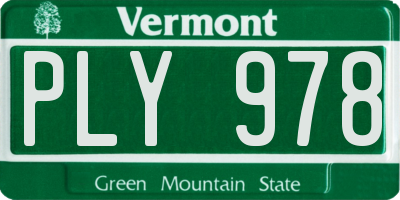 VT license plate PLY978