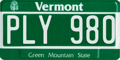 VT license plate PLY980