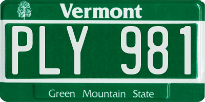 VT license plate PLY981