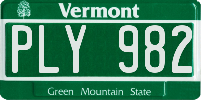 VT license plate PLY982