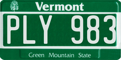 VT license plate PLY983