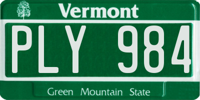 VT license plate PLY984