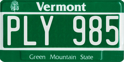 VT license plate PLY985