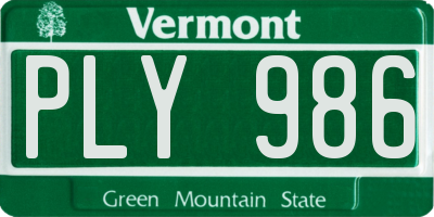 VT license plate PLY986
