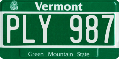 VT license plate PLY987