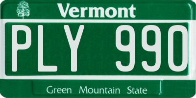 VT license plate PLY990