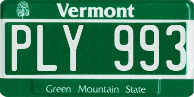 VT license plate PLY993