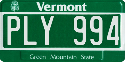 VT license plate PLY994