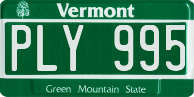 VT license plate PLY995