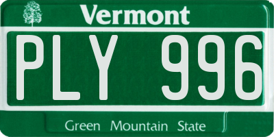 VT license plate PLY996