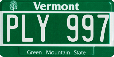 VT license plate PLY997