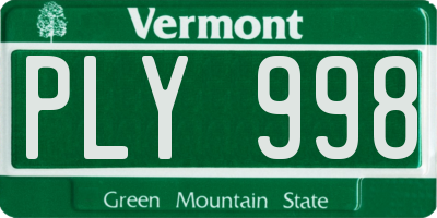 VT license plate PLY998