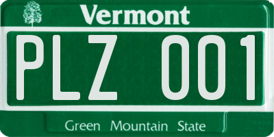 VT license plate PLZ001