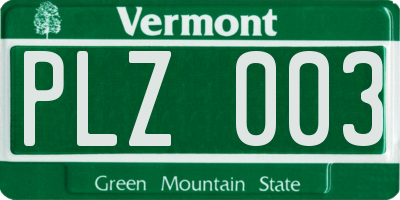 VT license plate PLZ003