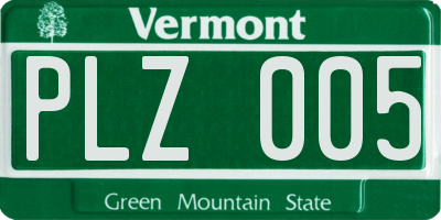 VT license plate PLZ005