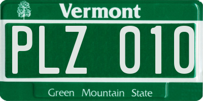 VT license plate PLZ010