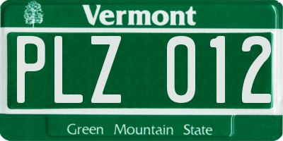 VT license plate PLZ012