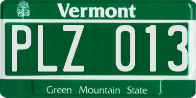 VT license plate PLZ013