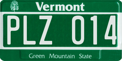 VT license plate PLZ014