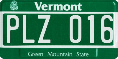 VT license plate PLZ016