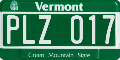 VT license plate PLZ017