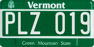 VT license plate PLZ019