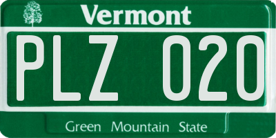 VT license plate PLZ020