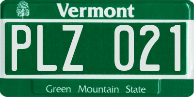 VT license plate PLZ021