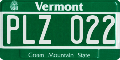 VT license plate PLZ022