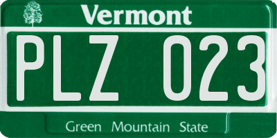 VT license plate PLZ023