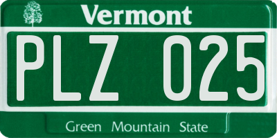 VT license plate PLZ025