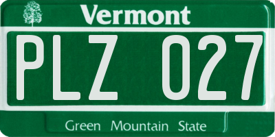 VT license plate PLZ027