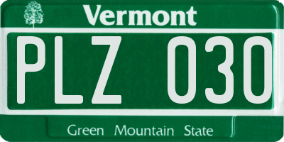 VT license plate PLZ030