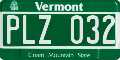 VT license plate PLZ032