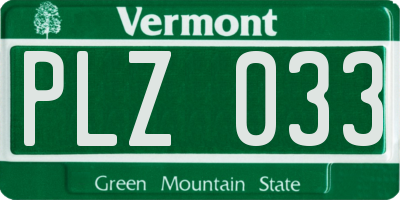 VT license plate PLZ033