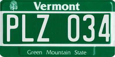 VT license plate PLZ034