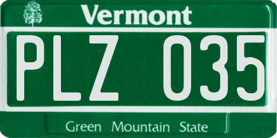 VT license plate PLZ035