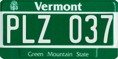 VT license plate PLZ037