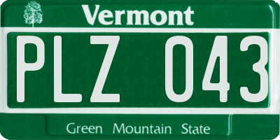 VT license plate PLZ043