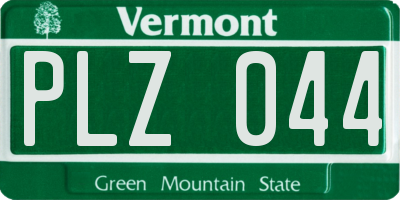 VT license plate PLZ044