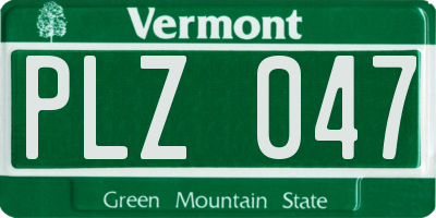 VT license plate PLZ047