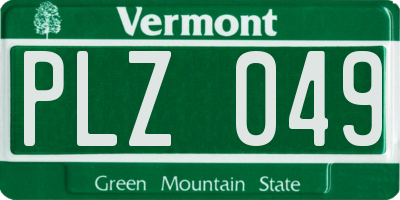 VT license plate PLZ049