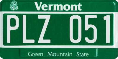 VT license plate PLZ051