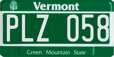 VT license plate PLZ058