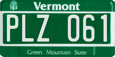 VT license plate PLZ061