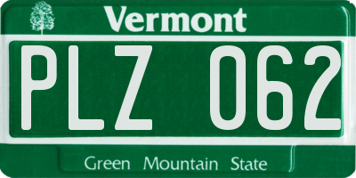 VT license plate PLZ062