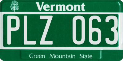 VT license plate PLZ063