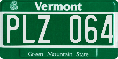 VT license plate PLZ064