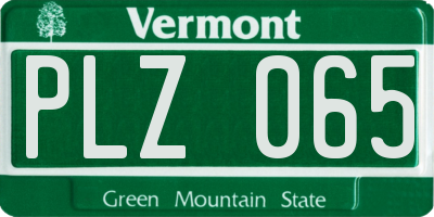 VT license plate PLZ065