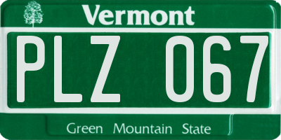 VT license plate PLZ067